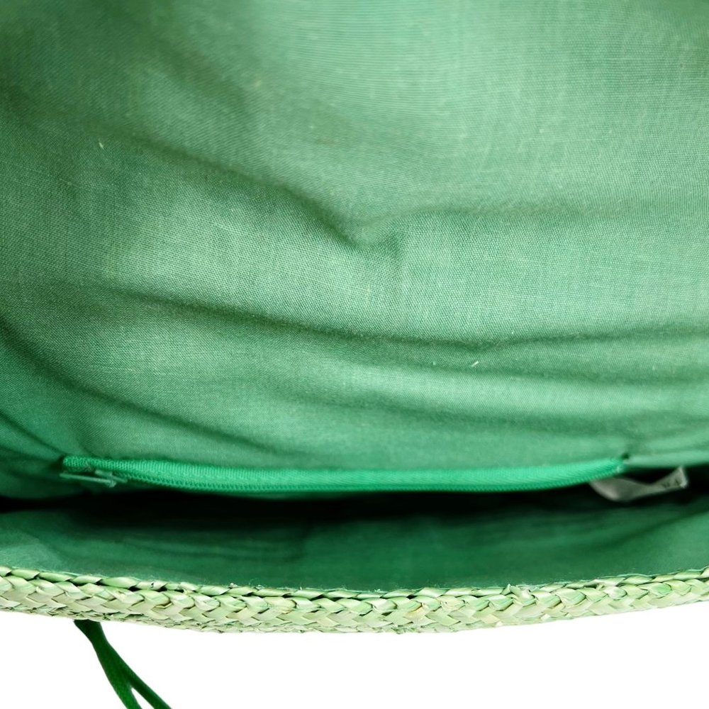 Vintage Green Woven Wicker Crossbody Bag Purse - Picture 3 of 3